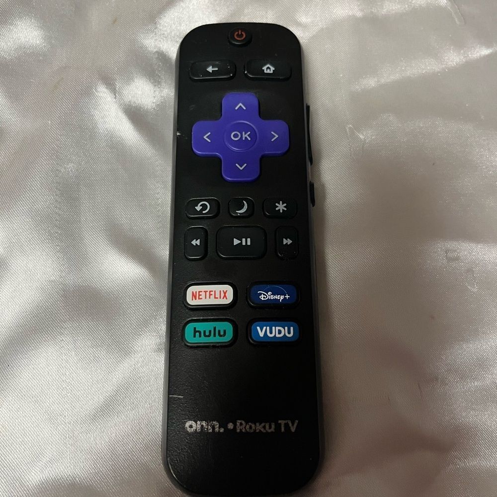Roku TV Black and Purple Remote Control